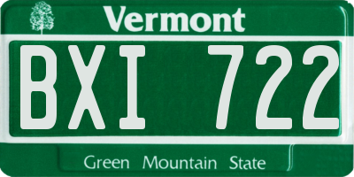 VT license plate BXI722