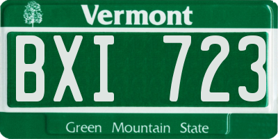 VT license plate BXI723