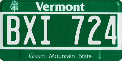 VT license plate BXI724