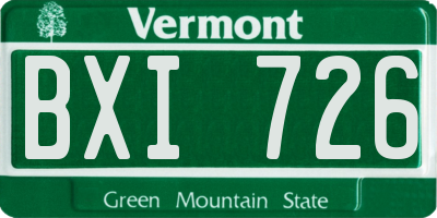 VT license plate BXI726