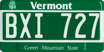 VT license plate BXI727