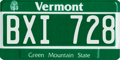 VT license plate BXI728