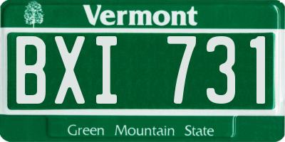 VT license plate BXI731