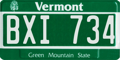 VT license plate BXI734