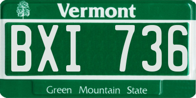 VT license plate BXI736