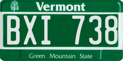 VT license plate BXI738