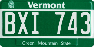 VT license plate BXI743