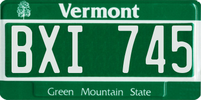 VT license plate BXI745
