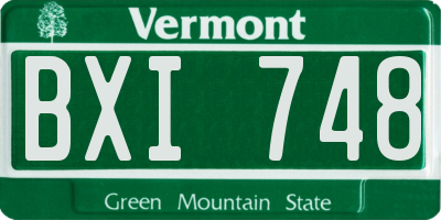 VT license plate BXI748