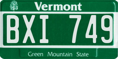 VT license plate BXI749