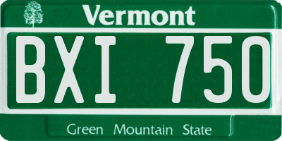 VT license plate BXI750