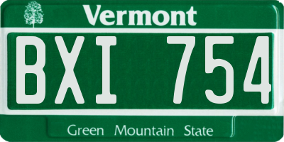 VT license plate BXI754