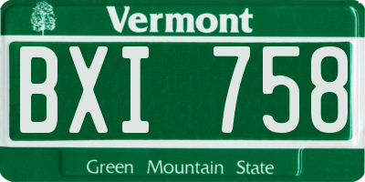 VT license plate BXI758