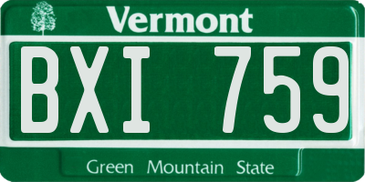 VT license plate BXI759