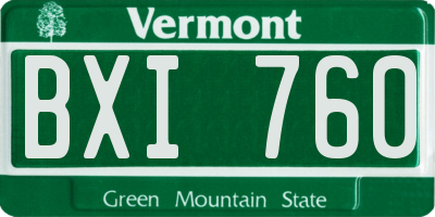 VT license plate BXI760