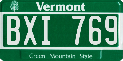VT license plate BXI769