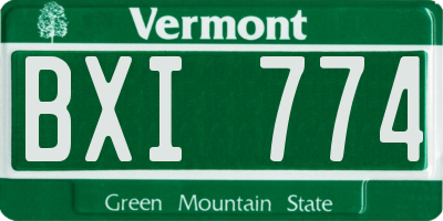 VT license plate BXI774