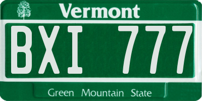 VT license plate BXI777