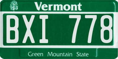 VT license plate BXI778