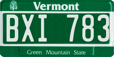 VT license plate BXI783