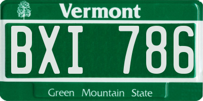 VT license plate BXI786