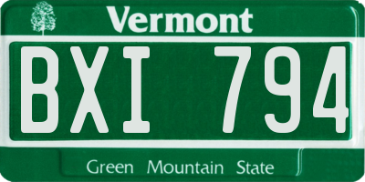 VT license plate BXI794