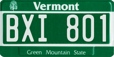 VT license plate BXI801