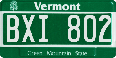 VT license plate BXI802