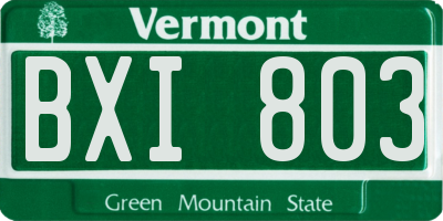 VT license plate BXI803