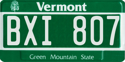 VT license plate BXI807