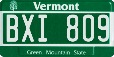 VT license plate BXI809