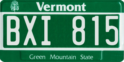 VT license plate BXI815