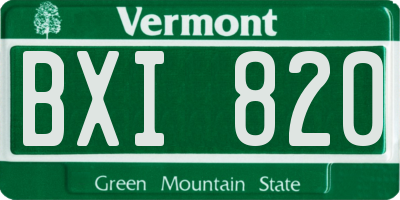 VT license plate BXI820