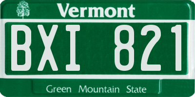 VT license plate BXI821