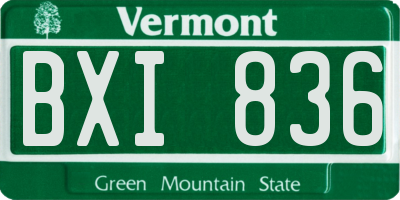 VT license plate BXI836