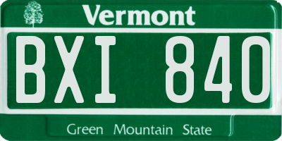 VT license plate BXI840