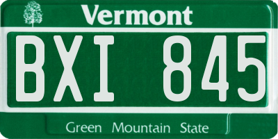 VT license plate BXI845