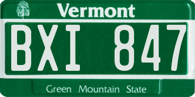 VT license plate BXI847