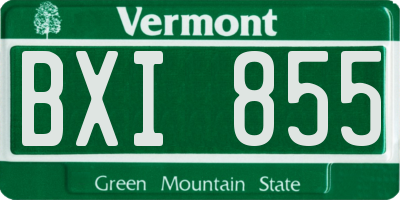 VT license plate BXI855