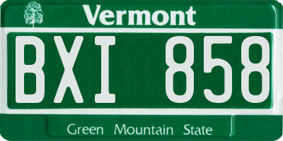 VT license plate BXI858