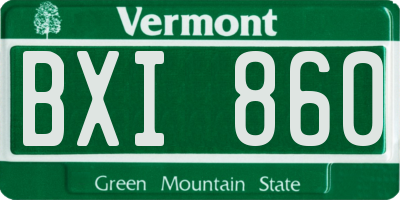 VT license plate BXI860