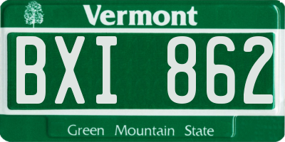 VT license plate BXI862