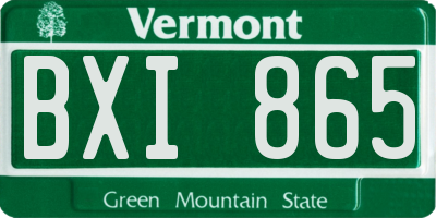 VT license plate BXI865