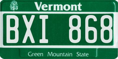 VT license plate BXI868
