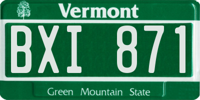 VT license plate BXI871