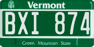 VT license plate BXI874