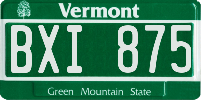 VT license plate BXI875