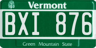 VT license plate BXI876