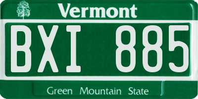 VT license plate BXI885