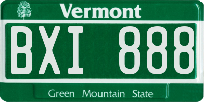 VT license plate BXI888